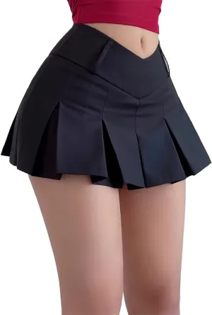 Women's Pleated Mini Skirts with Shorts Underneath