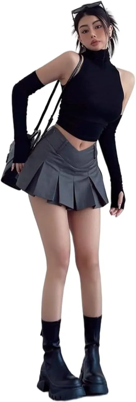 Women's Pleated Mini Skirts with Shorts Underneath