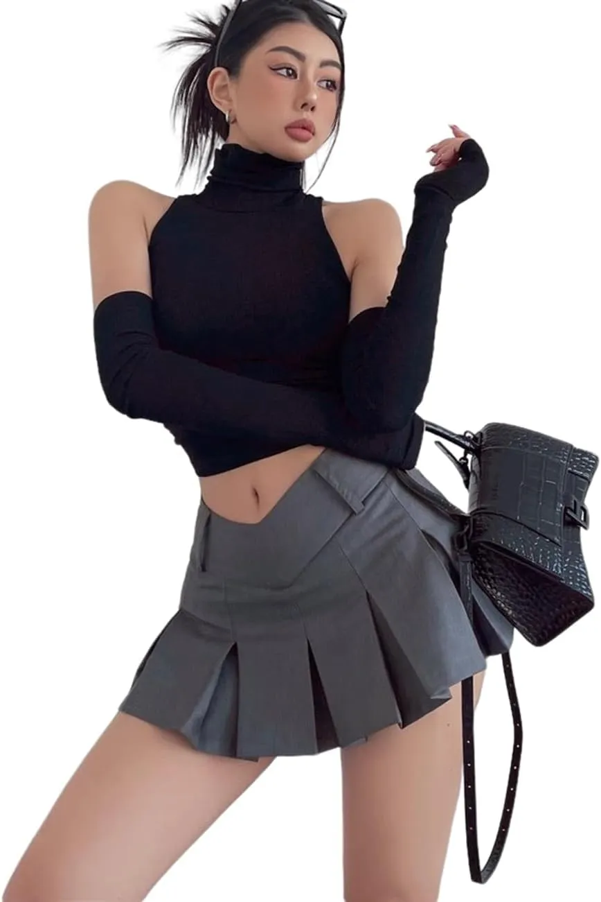 Women's Pleated Mini Skirts with Shorts Underneath