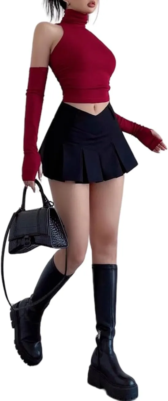 Women's Pleated Mini Skirts with Shorts Underneath