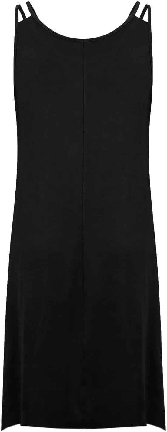 Womens Plus Size Dresses 2025 Summer Sleeveless Scoop Neck Asymmetrical Hem Flowy Midi Cami Dress Casual Loose Dresess
