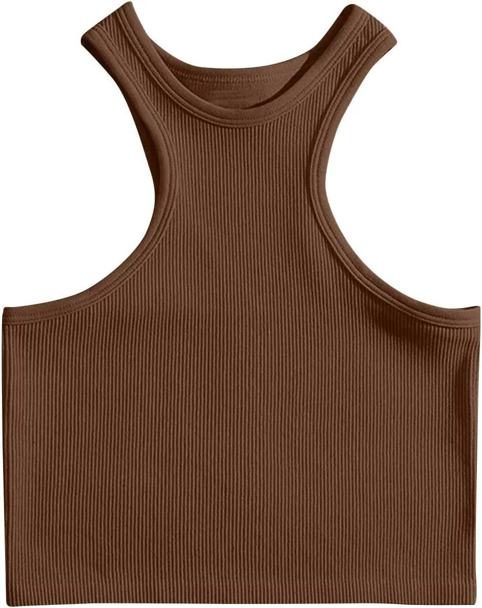 Women's Ribbed Tank Tops Knit Sleeveless Fitted Casual Tops Summer Slim Basic Tee Shirts Workout Lightweight Tank Tops