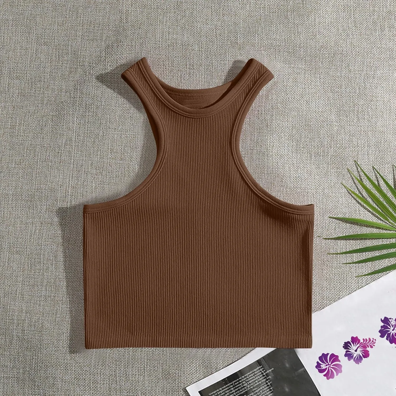Women's Ribbed Tank Tops Knit Sleeveless Fitted Casual Tops Summer Slim Basic Tee Shirts Workout Lightweight Tank Tops