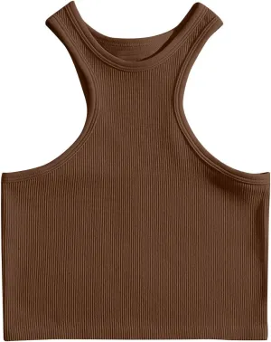 Women's Ribbed Tank Tops Knit Sleeveless Fitted Casual Tops Summer Slim Basic Tee Shirts Workout Lightweight Tank Tops