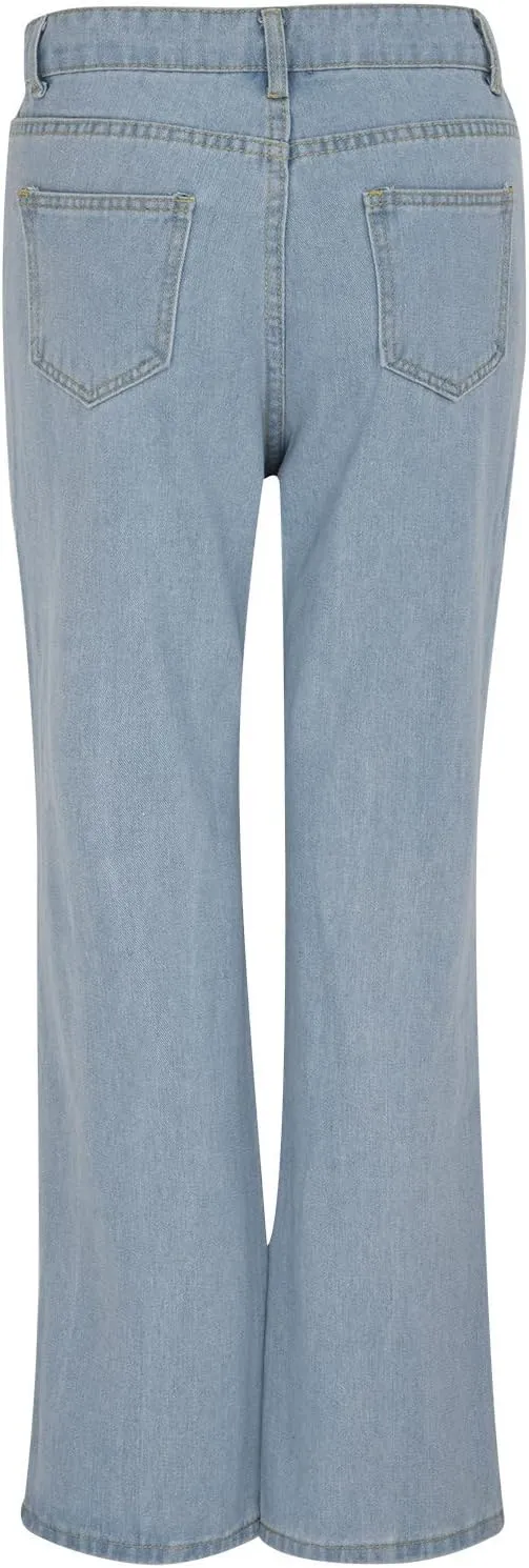 Women's Ripped Jeans High Waist Relaxed Fit Jeans Distressed Wide Leg Denim Pants Loose Boyfriends Baggy Trouser