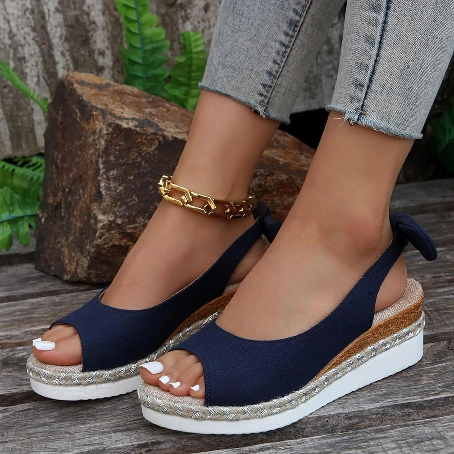 Womens Sandals Comfortable Cute Peep Toe Sandals Summer Dressy Sandal Back Bow Orthopedic Sandals for Women Lightweight Beach Sandals Casual Shoes