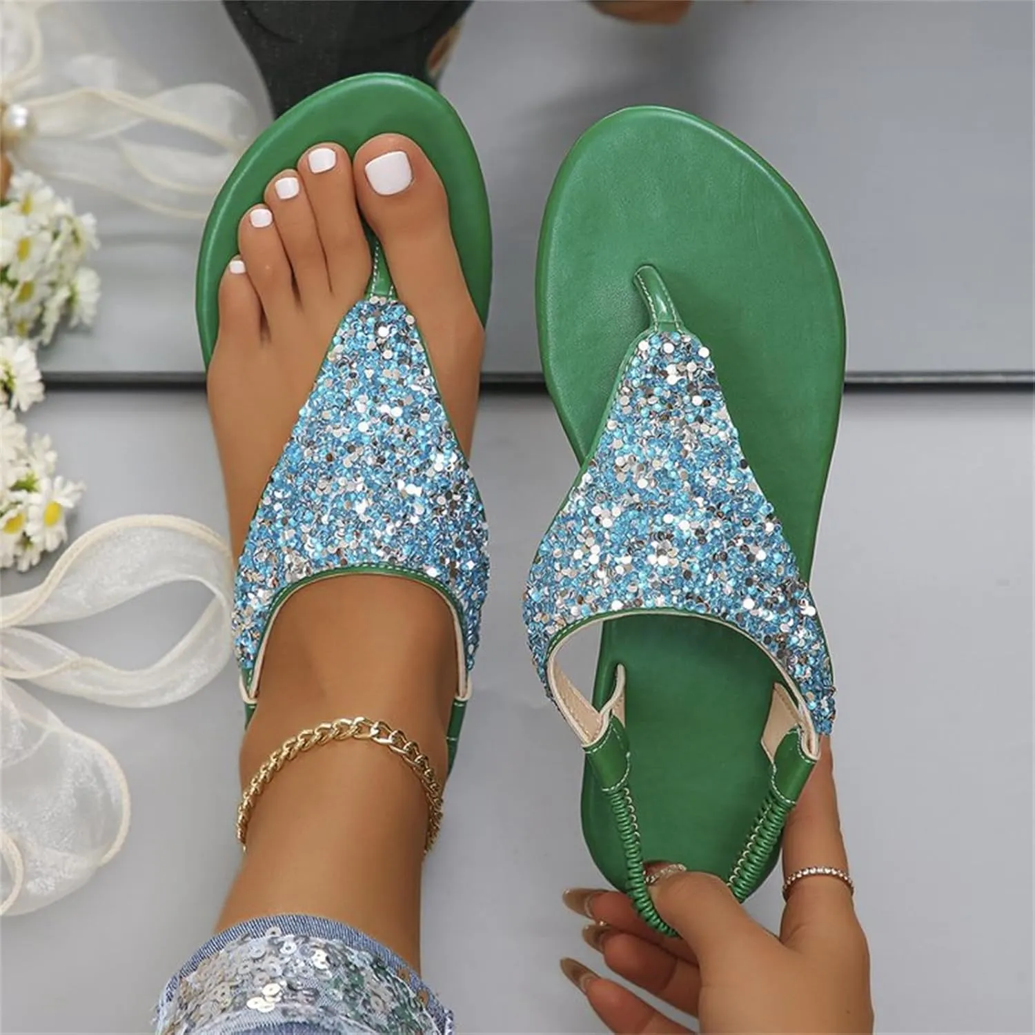 Womens Sandals Shoes Walking Sandal Non Slip Casual Summer Beach Shoes Dress Women's Fashion Flip Flop