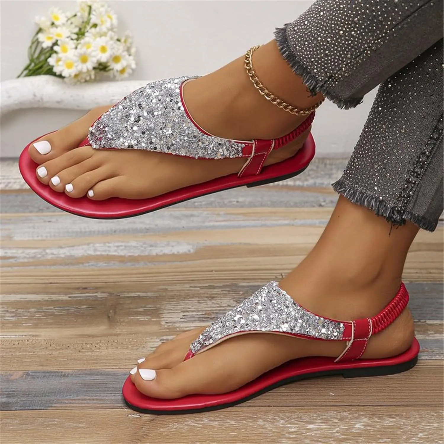 Womens Sandals Shoes Walking Sandal Non Slip Casual Summer Beach Shoes Dress Women's Fashion Flip Flop