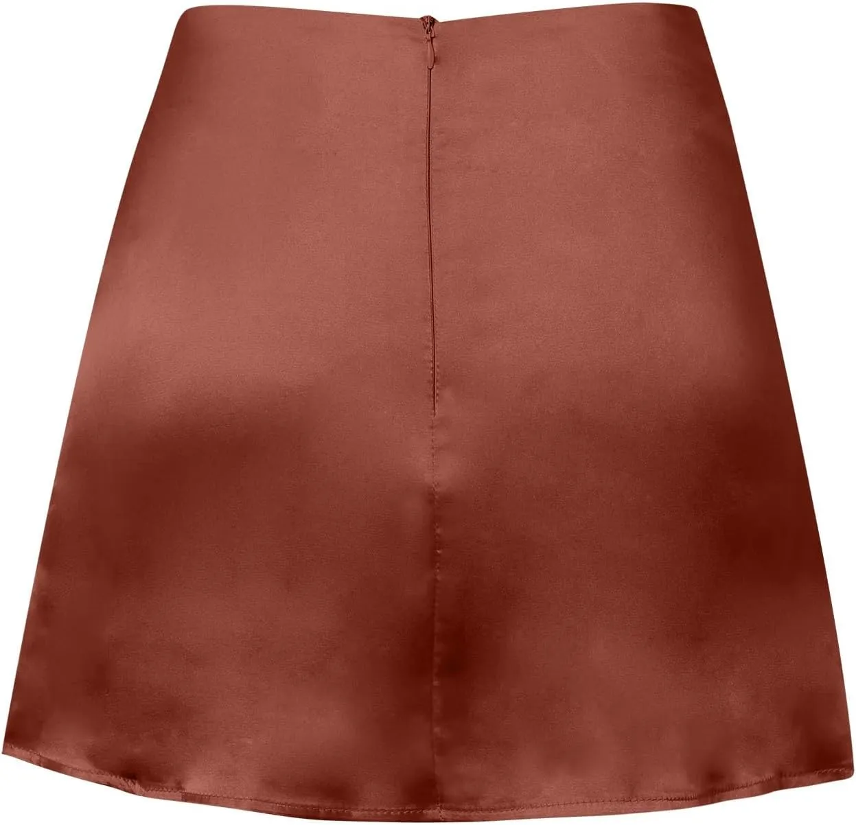 Women's Satin Elastic High Waist Zipper Skorts Versatile Stretchy Skirt Flared Casual A Line Mini Skirts Built in Shorts