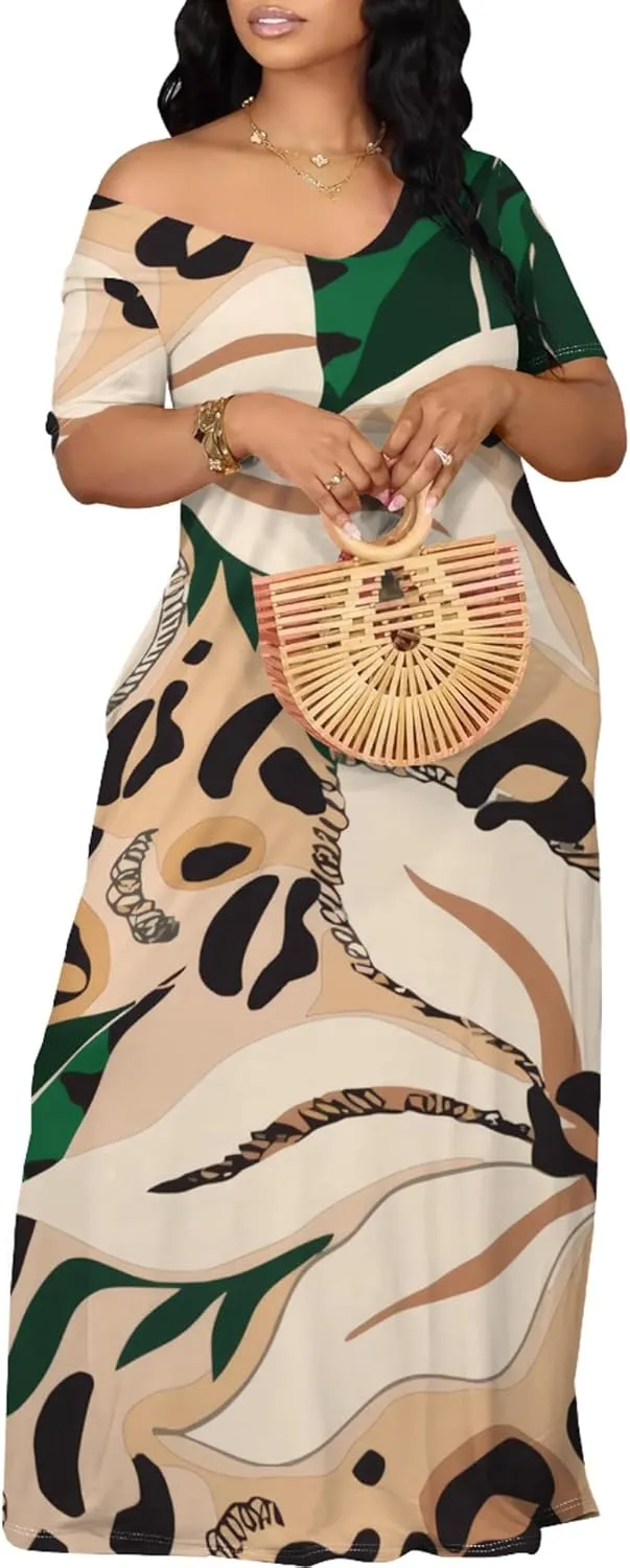 Womens Sexy Beach Outfits Summer Off Shoulder Sexy Maxi Dresses Flowy Dress