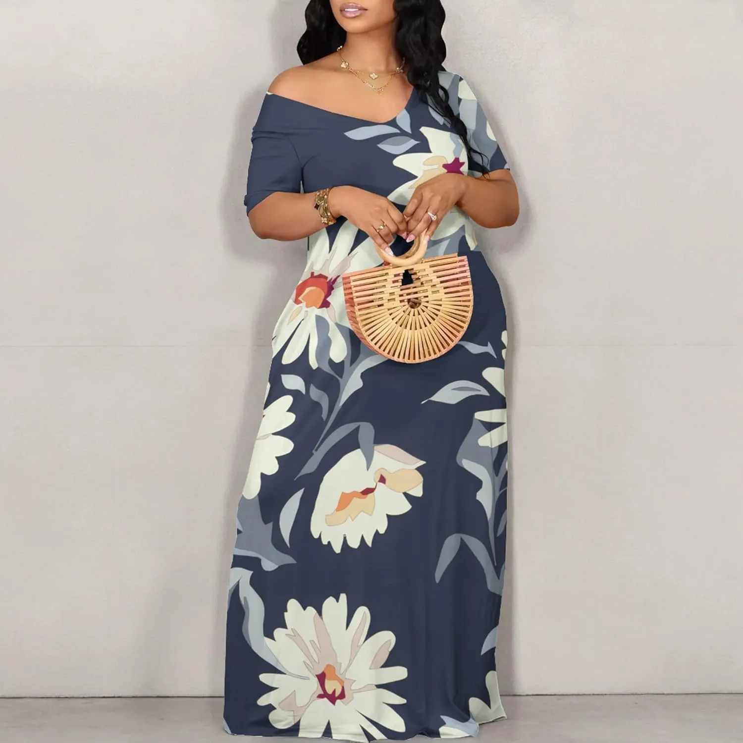 Womens Sexy Beach Outfits Summer Off Shoulder Sexy Maxi Dresses Flowy Dress