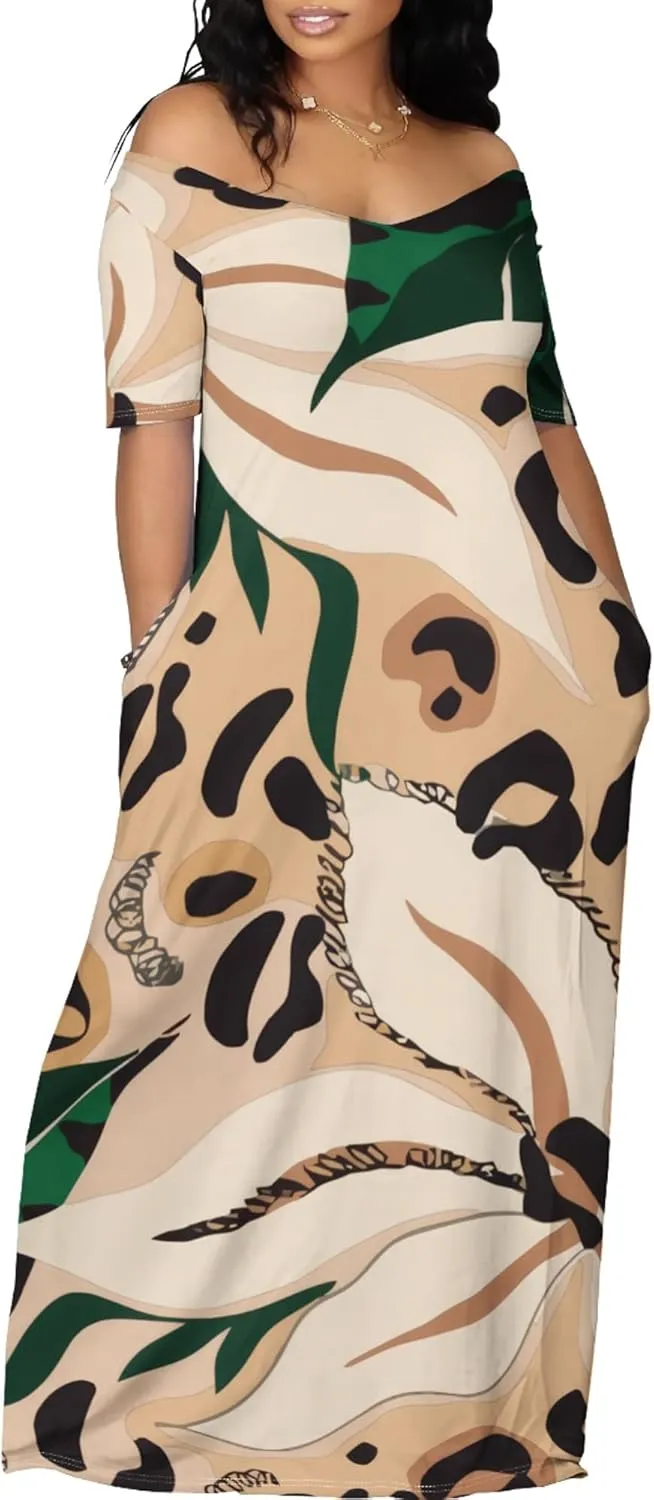 Womens Sexy Beach Outfits Summer Off Shoulder Sexy Maxi Dresses Flowy Dress