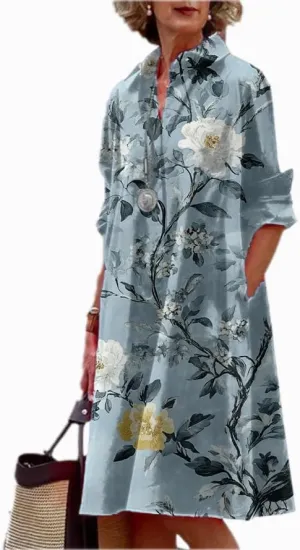 Womens Shirt Dress 3/4 Sleeve Button Down Midi Tunic 2025 Summer Beach Fashion Casual Trendy A-Line Tee Shirt Dress