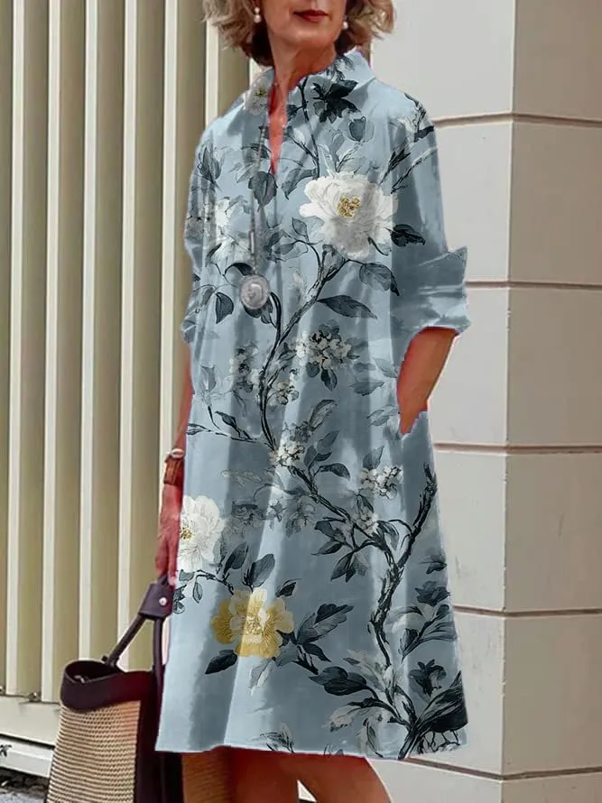Womens Shirt Dress 3/4 Sleeve Button Down Midi Tunic 2025 Summer Beach Fashion Casual Trendy A-Line Tee Shirt Dress