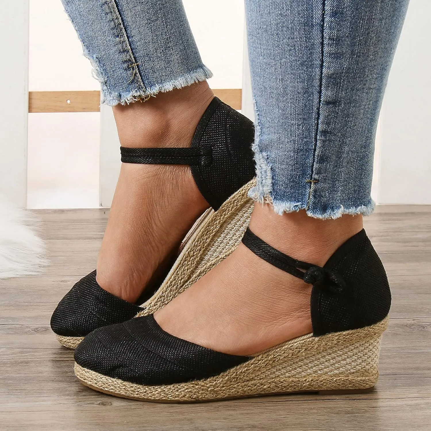 Womens Shoes Dressy Casual Closed Toe Orthopedic Sandals for Women Wedges Heels for Women Espadrilles Wedge Ankle Strap Platform Sandals