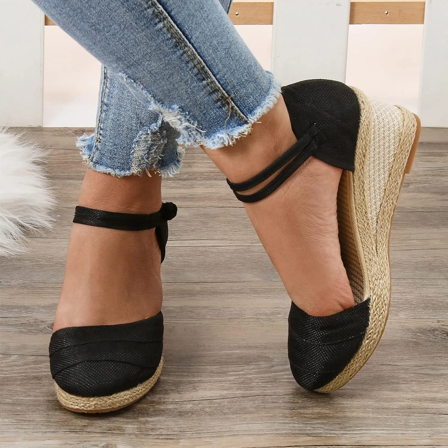 Womens Shoes Dressy Casual Closed Toe Orthopedic Sandals for Women Wedges Heels for Women Espadrilles Wedge Ankle Strap Platform Sandals