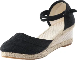 Womens Shoes Dressy Casual Closed Toe Orthopedic Sandals for Women Wedges Heels for Women Espadrilles Wedge Ankle Strap Platform Sandals