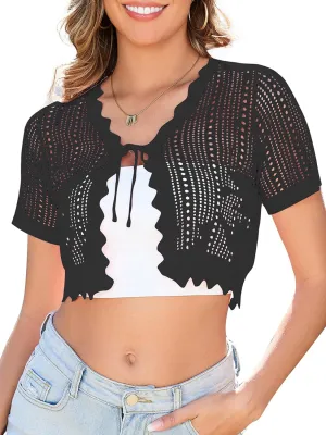 Women's Shrug Cardigan Short Sleeve Shrug for Women Knit Cardigans Sweater Cropped Sweaters Crochet Shrugs Cardigan