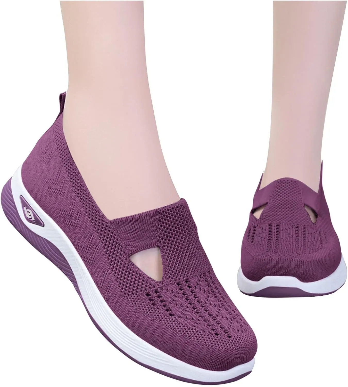 Women's Slip On Sneakers Breathable Mesh Soft Shoes Orthopedic Casual Walking Shoes Hands Free Slip in Foam Shoes