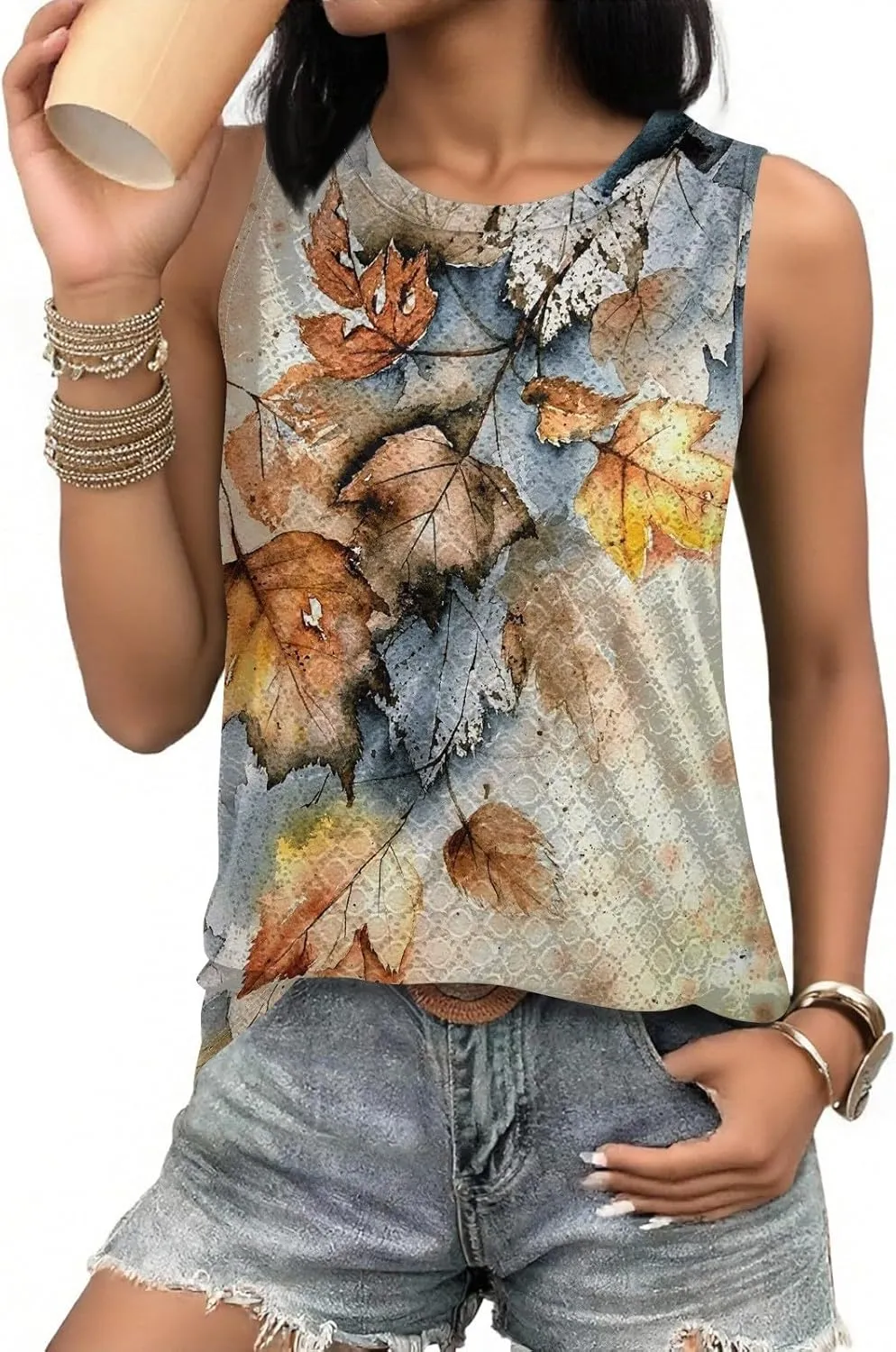Women's Summer Tank Tops V Neck T Shirts Trendy Sleeveless Basic Tee Loose Fit 2025 Fashion
