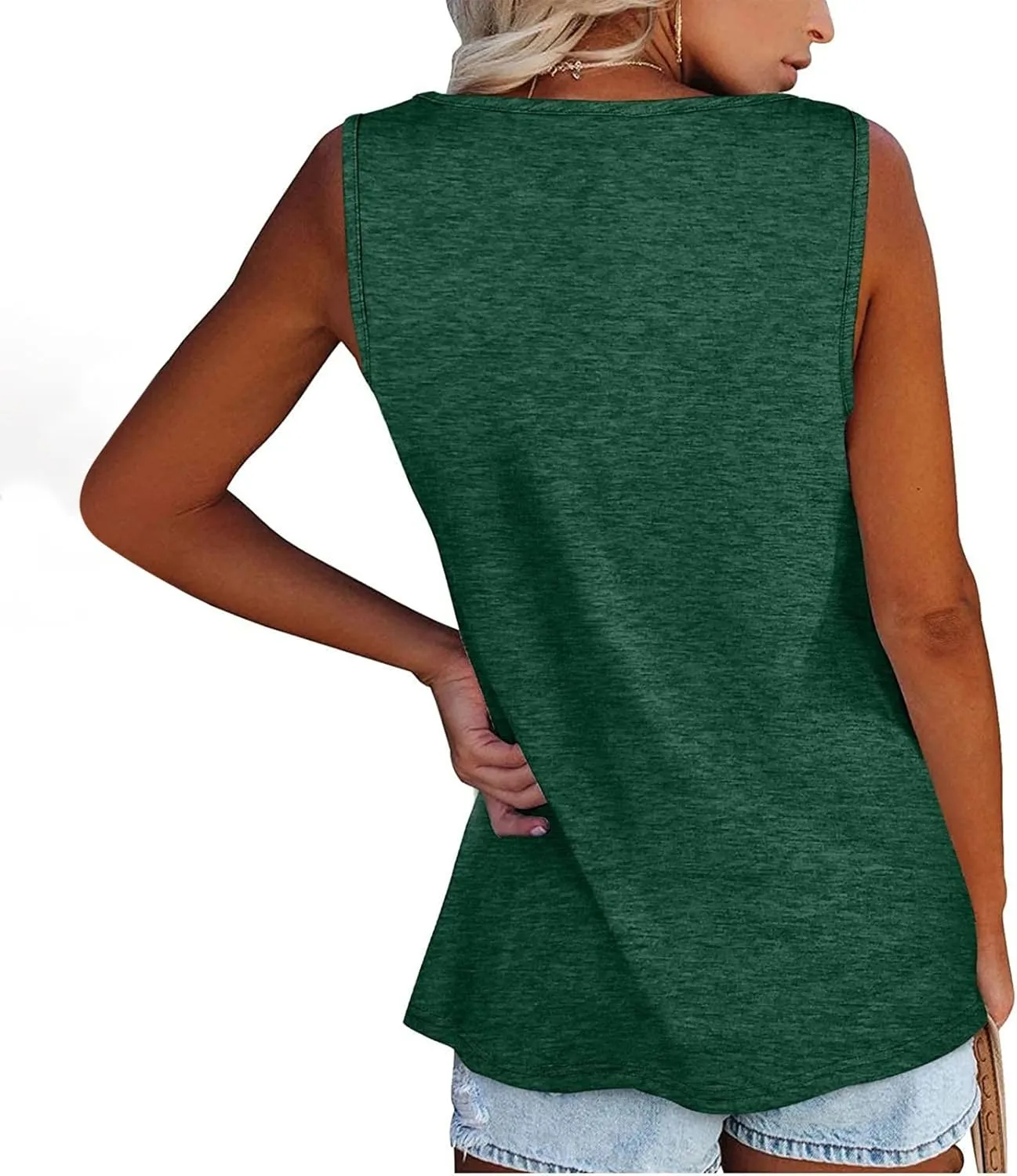 Women's Summer Tops 2025 Vacation Fit Casual Flowy Tank Tops Crew Neck Trendy Sleeveless Top Clothes Outfits