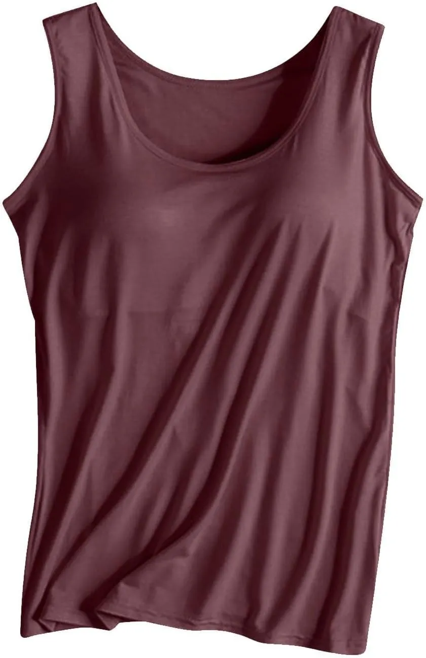 Women's Tank Tops with Built in Bras Scoop Neck Open Back Sports Racerback Vest Workout Sleeveless Padded Tanks