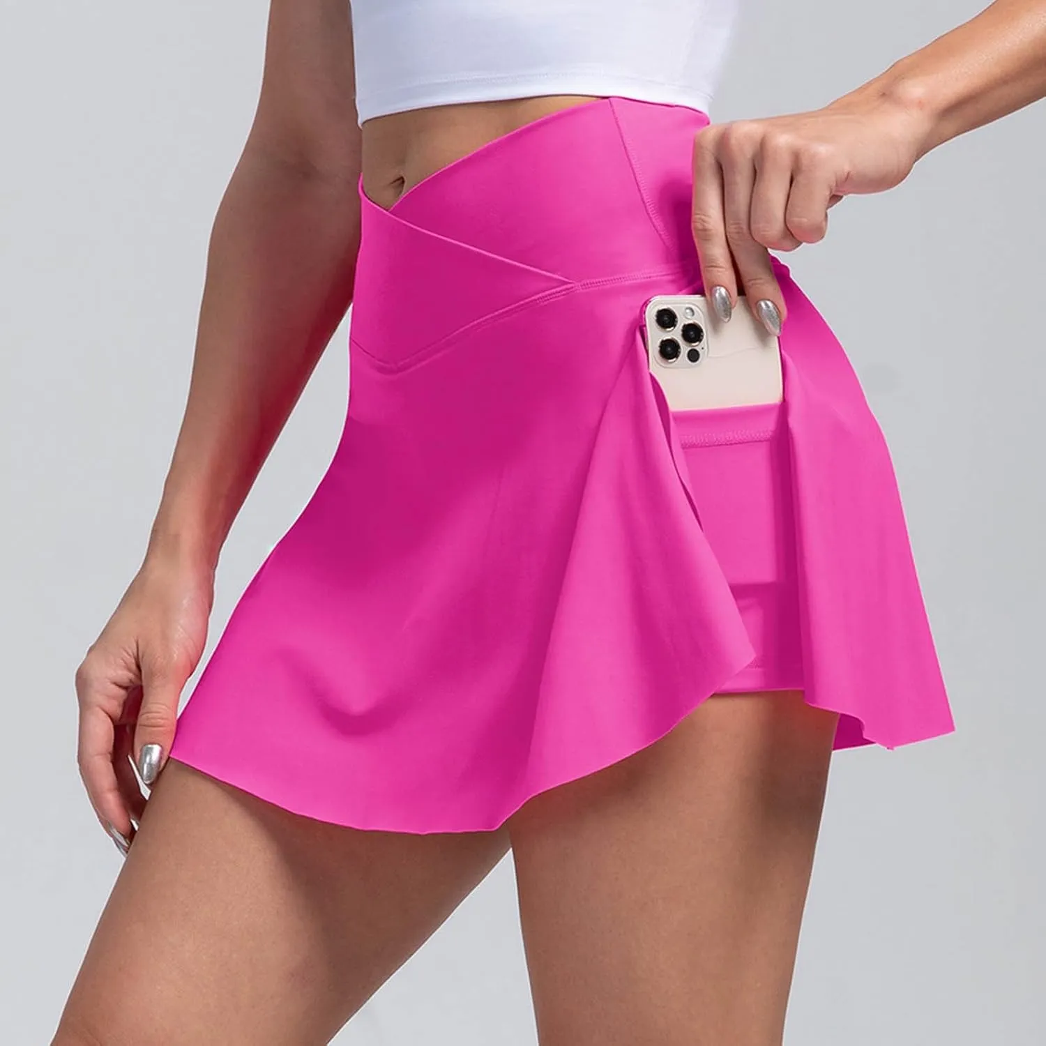 Women's Tennis Mini Skirts Elastic High Waisted Athletic Stretchy Skirt Inner Shorts Lightweight Running Workout Skort