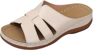 Women's Wedge Sandals Casual Arch Support Shoes Summer Open Toe Women Sandals Dressy Casual Boho Beach Ladies Wedges Summer Walking Shoes Comfortable Slip On Shoes