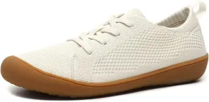 Women's Wide Toe Minimalist Barefoot Walking Shoes Comfort Low Top Knit Lace-up Sneakers Casual Outdoor Tennis Shoes