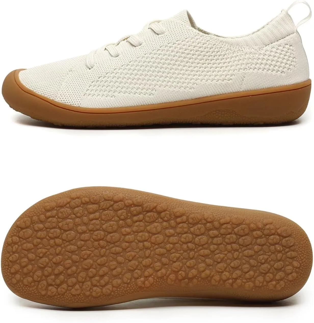 Women's Wide Toe Minimalist Barefoot Walking Shoes Comfort Low Top Knit Lace-up Sneakers Casual Outdoor Tennis Shoes