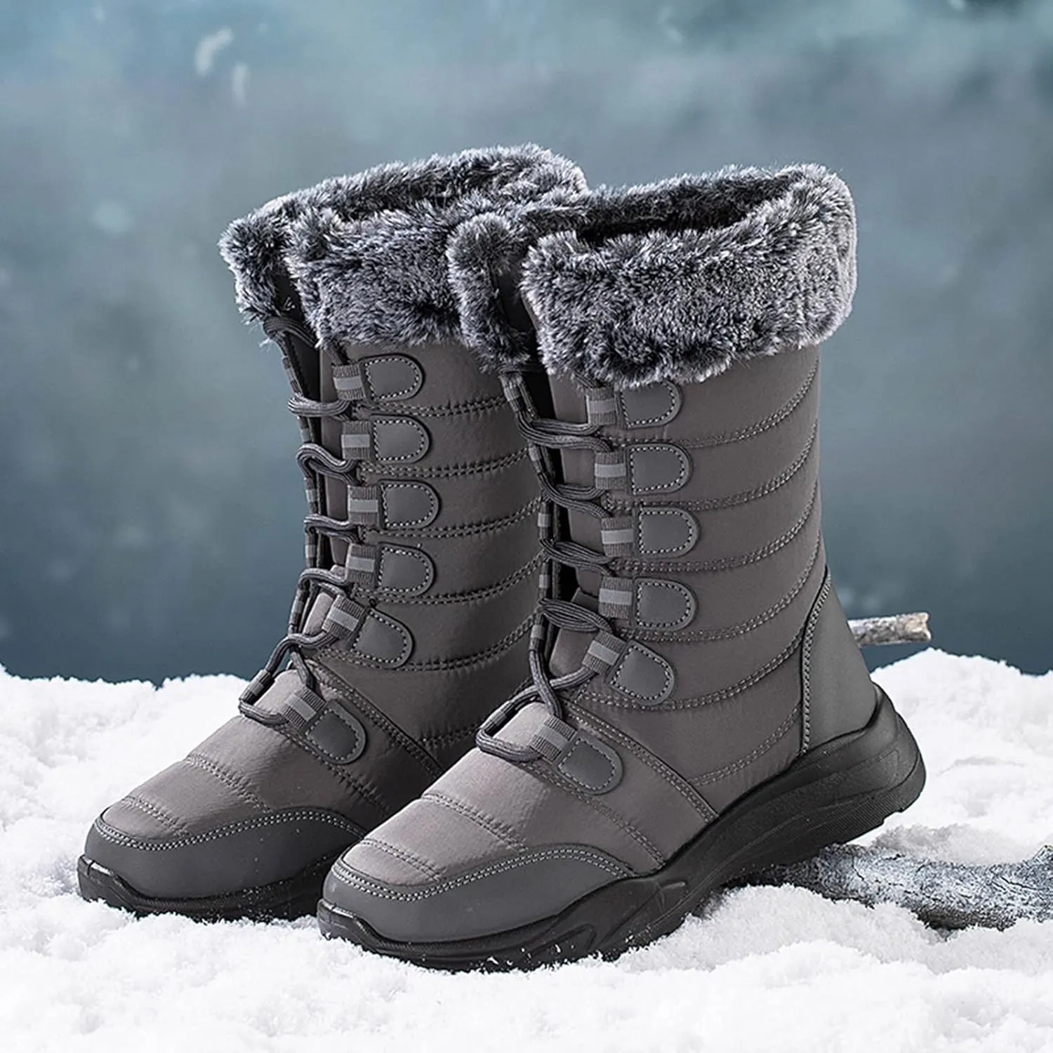 Women's Wide Width Waterproof Snow Boots Winter Walking Boots for Women Waterproof Wide Womens Winter Snow Boots Size 8 Winter Boot Women Slip on Botas Invierno Para Mujer Pie Ancho
