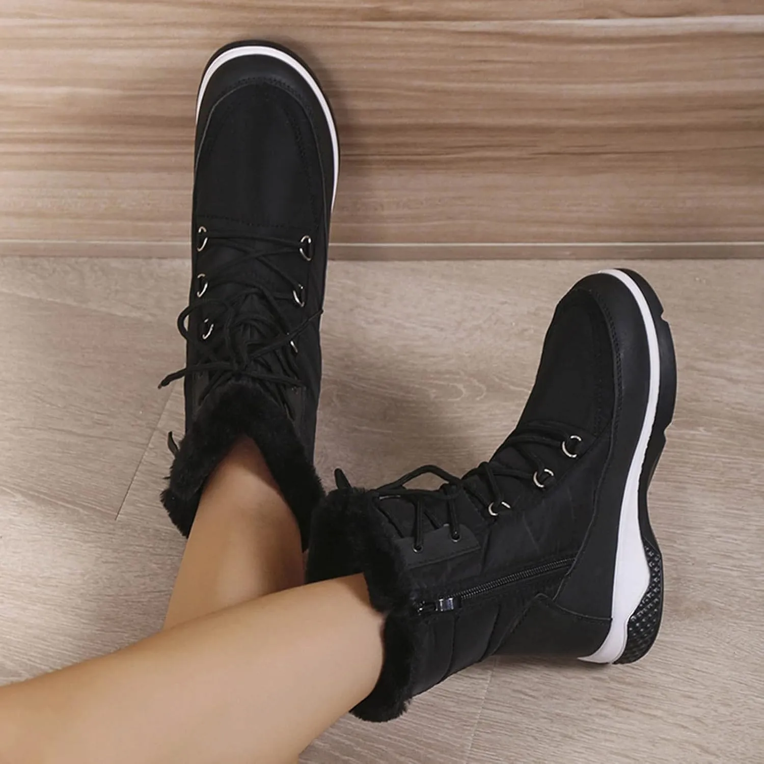 Womens Winter Boots Waterproof Wide Leg Women's Waterproof Boots Tall Winter Boots for Women 2023 No Heel Pink Winter Boots for Women Heels Warm Snow Boots for Women