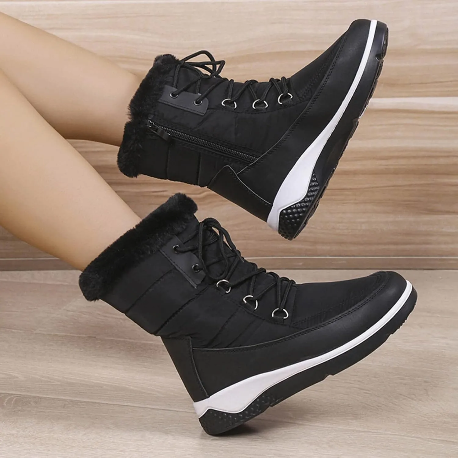 Womens Winter Boots Waterproof Wide Leg Women's Waterproof Boots Tall Winter Boots for Women 2023 No Heel Pink Winter Boots for Women Heels Warm Snow Boots for Women