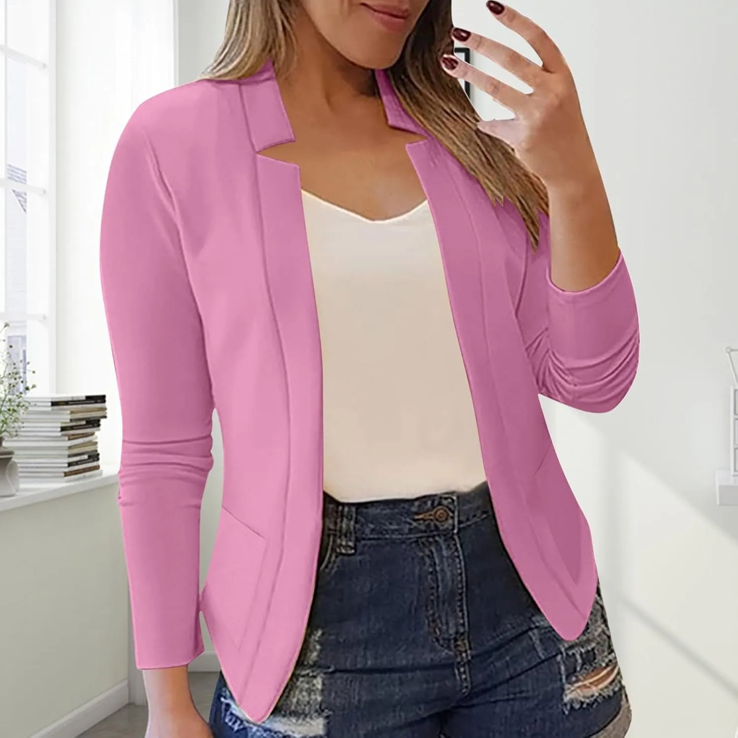Womens Work Office Blazers 2025 Spring Dressy Casual Long Sleeve Open Front Blazer Cardigans Business Suit Jackets