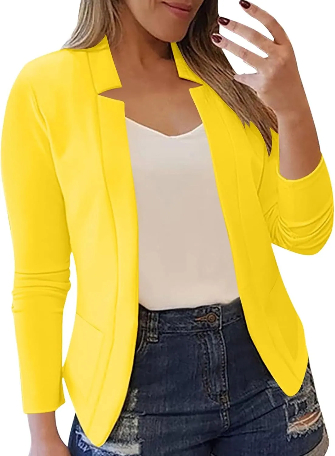 Womens Work Office Blazers 2025 Spring Dressy Casual Long Sleeve Open Front Blazer Cardigans Business Suit Jackets
