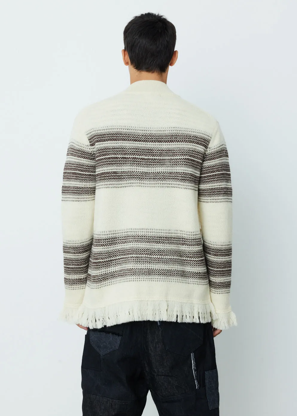 Wool Jacquard Zip Knit Sweater