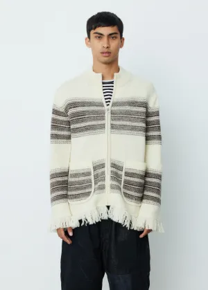 Wool Jacquard Zip Knit Sweater