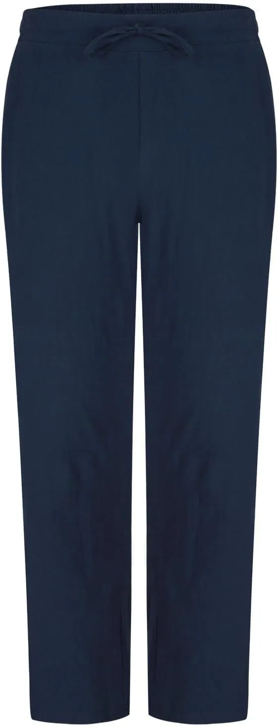 Xiaojmake Capirs Linen Pants Men Relaxed Fit Elastic Waist Cropped Pant with Pockets Beach Yoga Travel Lounge Trousers Summer
