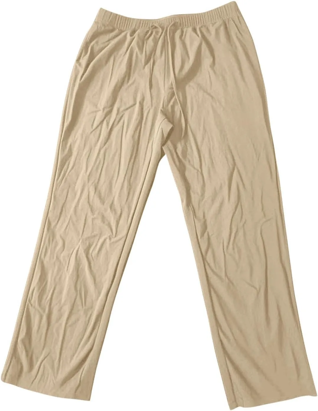 Xiaojmake Capirs Linen Pants Men Relaxed Fit Elastic Waist Cropped Pant with Pockets Beach Yoga Travel Lounge Trousers Summer