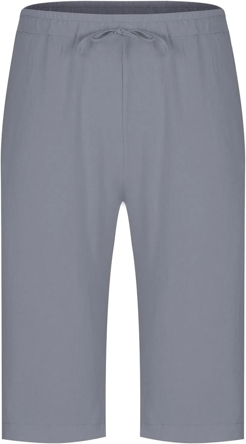 Xiaojmake Men's Linen Shorts Cotton Linen Casual Work Shorts Summer Lightweight Workout Gym Yoga Shorts Active Track Shorts