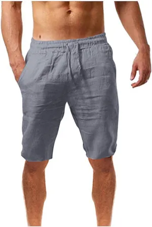 Xiaojmake Men's Linen Shorts Cotton Linen Casual Work Shorts Summer Lightweight Workout Gym Yoga Shorts Active Track Shorts