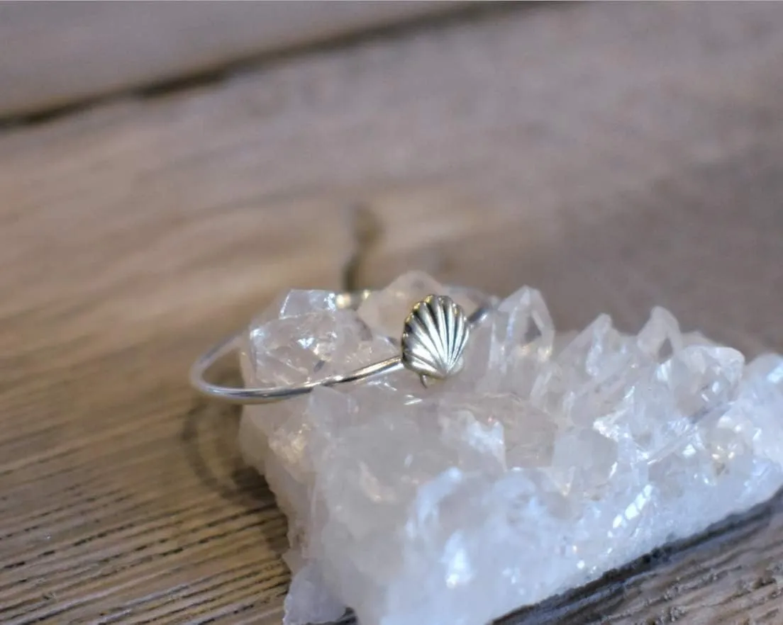 Xiaomei Jewelry 925 Sterling Silver Sea Shell Mermaid Nautical Jewelry Band Ring Life Fine Jewelry for Women Gift Set Size 6-10 (US 9)