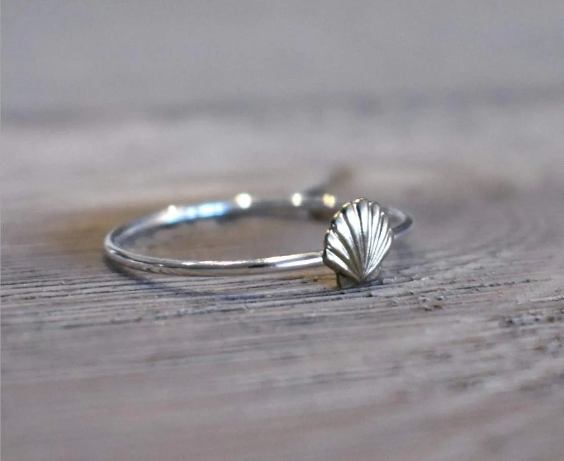 Xiaomei Jewelry 925 Sterling Silver Sea Shell Mermaid Nautical Jewelry Band Ring Life Fine Jewelry for Women Gift Set Size 6-10 (US 9)