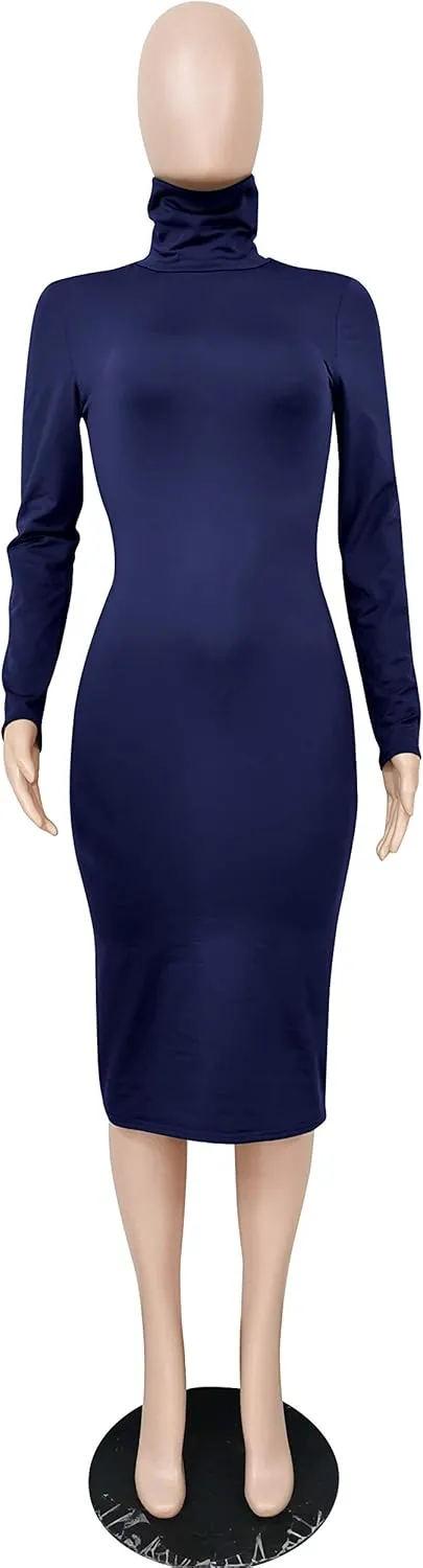 Xuan2Xuan3 Women's Dresses Fall Long Sleeve Snake Printed Zipper Neck Knit Bodycon Evening Party Long Dress