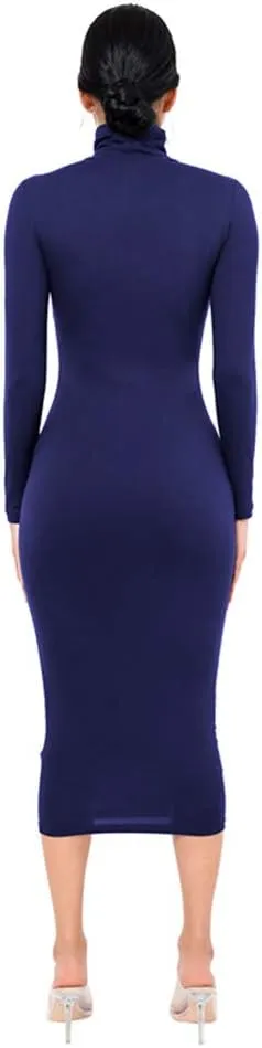 Xuan2Xuan3 Women's Dresses Fall Long Sleeve Snake Printed Zipper Neck Knit Bodycon Evening Party Long Dress