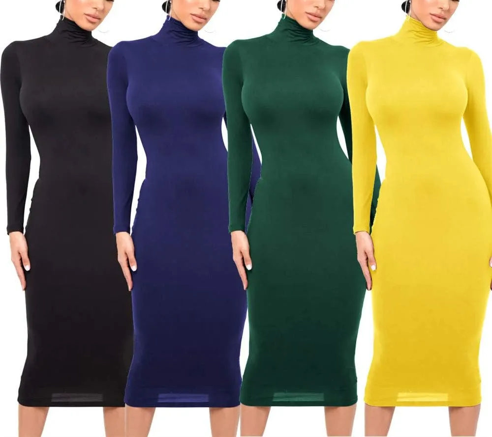 Xuan2Xuan3 Women's Dresses Fall Long Sleeve Snake Printed Zipper Neck Knit Bodycon Evening Party Long Dress