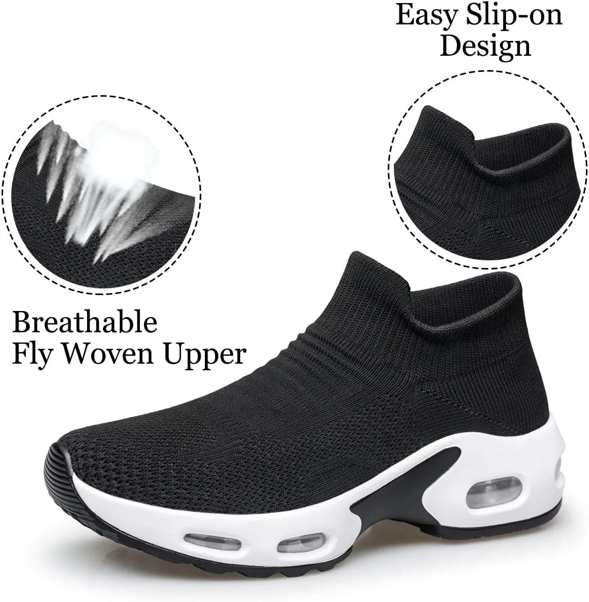 YHOON Women's Walking Shoes Slip-on - Sock Sneakers Ladies Nursing Work Air Cushion Mesh Casual Running Jogging Shoes