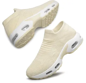 YHOON Women's Walking Shoes Slip-on - Sock Sneakers Ladies Nursing Work Air Cushion Mesh Casual Running Jogging Shoes