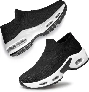 YHOON Women's Walking Shoes Slip-on - Sock Sneakers Ladies Nursing Work Air Cushion Mesh Casual Running Jogging Shoes
