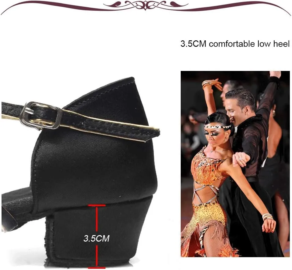 YKXLM Toddler Girls Latin Dance Shoes Kids Low Heels Tango Salsa Ballroom Practice Dance Shoes for Girls